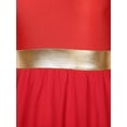 thumbnail image 5 of Alvivi Women's Irregular Liturgical Praise Worship Dance Dress One Shoulder Sequin Trim Tunic Red XL, 5 of 7