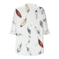 thumbnail image 5 of JTZGDY Womens Tops 3/4 Flared Sleeve Cute Floral Printed Summer V Neck Graphic Tunic T-Shirts Loose Irregular Hem Blouse Dressy Ruffle Top White S, 5 of 6