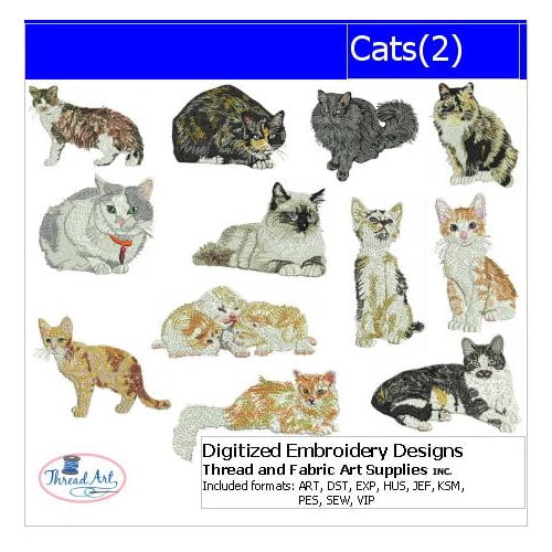 Cats PES, HUS files over 100 embroidery designs