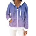 thumbnail image 2 of Women's Casual Fashion Long-Sleeved Zip-Up Fleece Hooded Cardigan with Gradient Color Print for Women's Casual Fashion and Apparel,Light Purple,M, 2 of 4