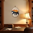 thumbnail image 4 of Canvas Wall Art Vintage Brown Bear Silhouette Forest Mountain Sunset Rustic Wildlife Oval Framed Canvas Prints Hunting Theme Wall Hanging Decor for Cabin Lodge 8.6"x11.4", 4 of 7