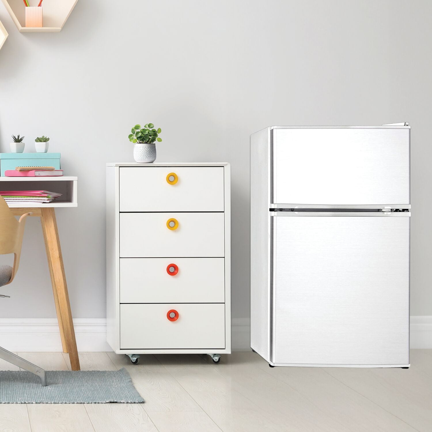 Keystone New Standard 3.1 Cu. ft. 18.5 in W Compact Standard Door Refrigerator/Freezer, White, KSTRC312CW