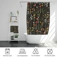 thumbnail image 4 of Retro Mushroom Shower Curtain for Bathroom, Fairy Forest Flowers Plants on Black Background Bath Curtains, Vintage Botanical Fabric Shower Curtain Sets with Hooks 72 x 84, 4 of 5