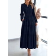thumbnail image 2 of Vestido PRETTYGARDEN 2025 Maxi de Manga Larga con Escote en V Azul Oscuro Talle S, 2 of 7