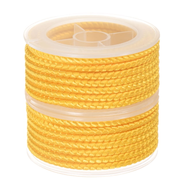 Unique Bargains 2 Packs Nylon Thread Twine Beading Cord 4mm Extra-Strong Braided Nylon Crafting String 3.2M/10.5 Feet, Golden