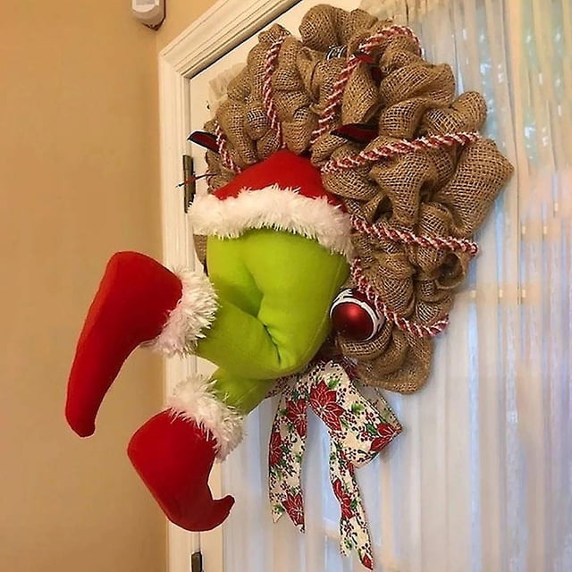 Corona de Aro para puerta de entrada Foohvr diseño de ladrón de arpillera Navidad adorno navideño 30 cm x 40 cm 35 cm x 45 cm 40 cm x 50 cm
