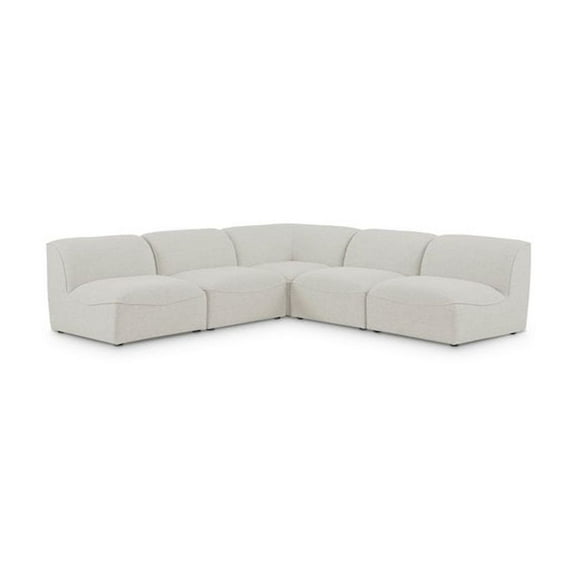 Meridian Furniture Miramar Cream Durable Linen Textured Modular Sectional