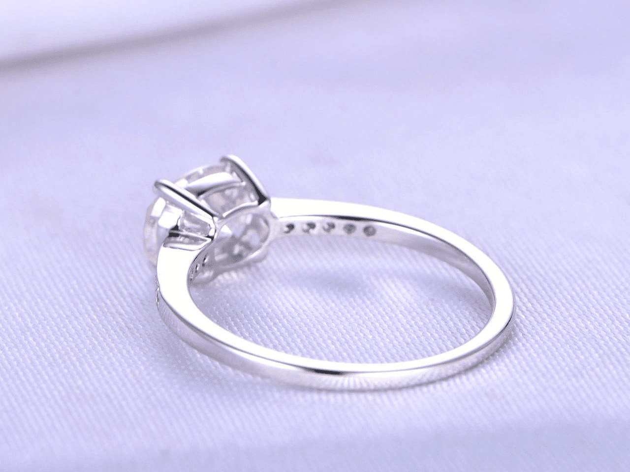 HeartsAndYou 1.7ct East West Oval Cut Moissanite Accents Engagement Ring for Women 18k White Gold Over Silver