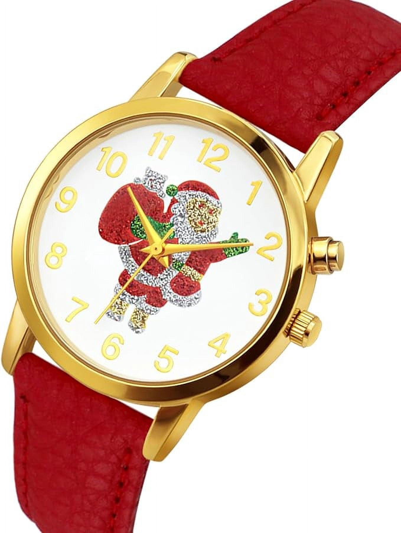 Blekon Collections Women's Quartz 36mm Case Christmas-Themed Leather Two Piece Strap Watch