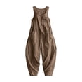 thumbnail image 4 of Women’s Loose Fit Sleeveless Jumpsuit with Pocket Design Relaxed Wide Leg Overalls for Casual Daily Wear Brown 2XL, 4 of 5