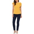 thumbnail image 2 of INSPIRE CHIC Blouse Décontractée d'Été pour Femme à Col Rond et Manches Courtes à Revers P Jaune, 2 of 5