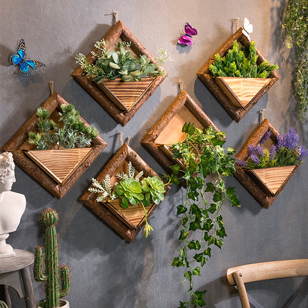 1/2/4pcs DIY Artificial Wooden Wall Mounted Shelf Hanging