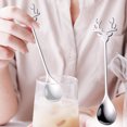 thumbnail image 5 of 6Pcs Christmas Reindeer Coffee Spoons Colored Stainless Steel Dessert Spoons Teaspoons for Stirring, Mixing, Sugar, Stir, Ice Cream, Cake (Silver), 5 of 6