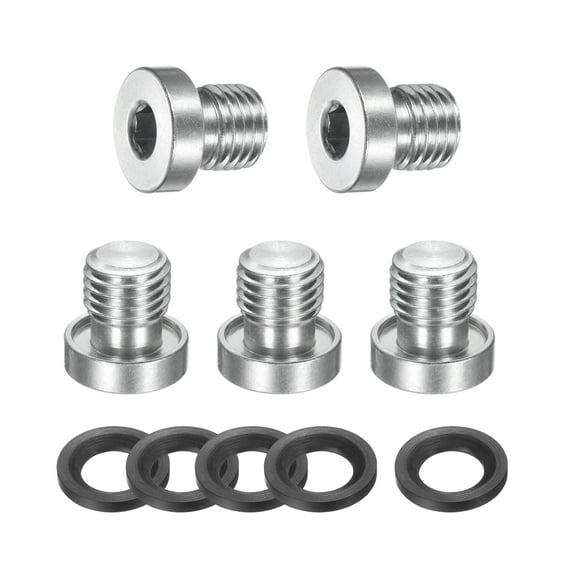 M12 x 1.5 Stainless Steel Pipe Plug 5 Pcs Metric Male Internal Hex Thread Socket with Washer