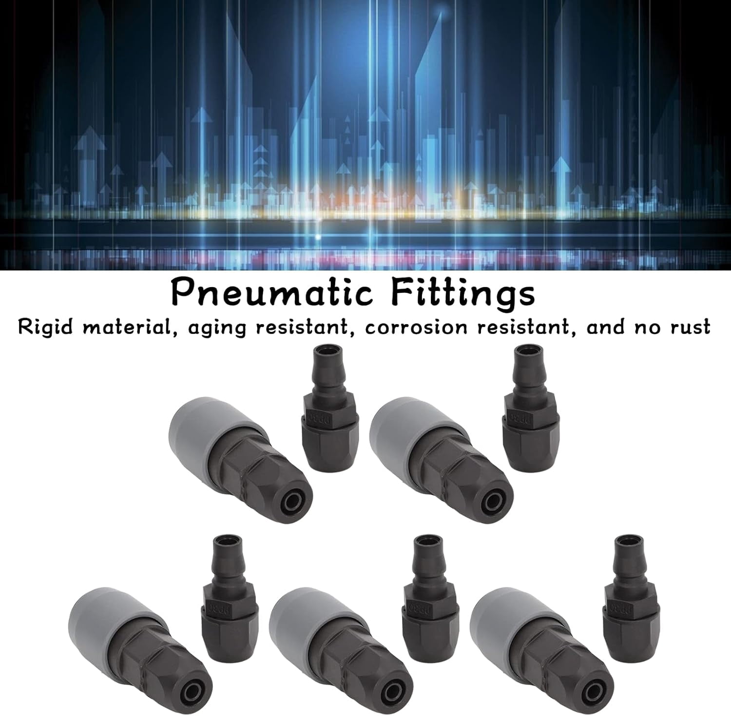 MKEUDQ-5 Set Self Locking Pneumatic Quick Connector, C Type Self Locking Air Compressor Hose Coupler Plug Socket, Duct Quick Connector Pneumatic Fittings (SP+PP-30)