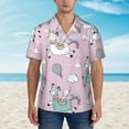 thumbnail image 4 of Kll Men'S Hawaiian Shirt Short Sleeve Button Down Beach Shirts-Llama Unicorn And Rainbow, 4 of 8
