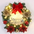 thumbnail image 2 of Norbi Merry Christmas Wreath with Lights 11.81 Inch Pre-lit Christmas Wreath with Big Bow Christmas Flower Artificial Xmas Wreath Hanging Ornament for Door Wall Window Battery Operated, 2 of 7