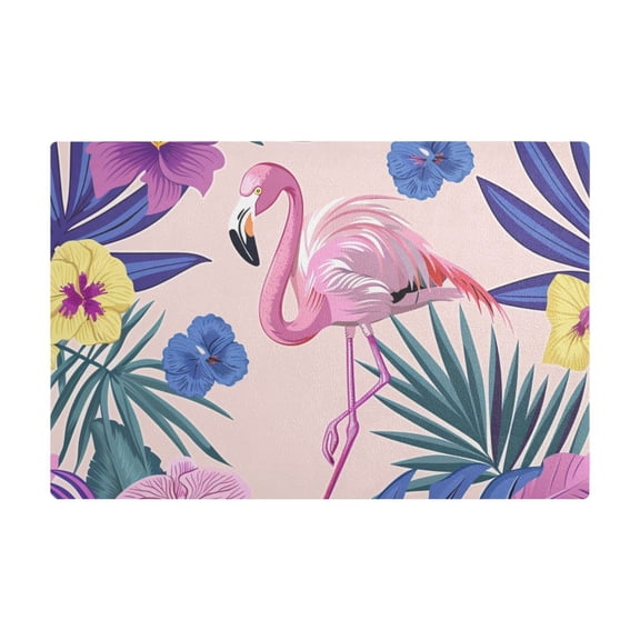 Dish Drying Mat Microfiber Kitchen Dish Pad Counter Absorbent Drainer Rack 12"x18" Flamingo with Flowers