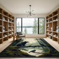 thumbnail image 2 of ODIKA 9'x12' Washable Area Rug Fishing Forest Print Perch Wildlife Border Cabin Motif Motifs for Master Suite, California King, Under Bed, Non-Shedding, Easy Care, 2 of 7