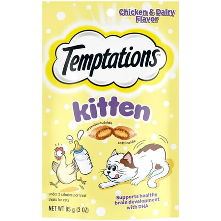 UPC: 0023100141411 | Temptations Kitten Chicken and Dairy Flavor Crunchy and Soft Cat Treats 3 oz Pouch