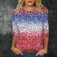 thumbnail image 2 of Mujeres de Verano Tops Suelto Ajuste Cuello Redondo Tres Cuartos de Manga 3/4 Manga Camiseta con Capucha de Moda Suelto para Casual, Fiesta, Toda la Temporada, 2 of 6