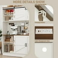 thumbnail image 5 of Chvans Farmhouse Coffee Bar Cabinet with Hutch, Wine Rack, Pegboard, 75" Tall Kitchen Storage Buffet Cabinet with Power Outlet & 4 Sliding Barn Doors for Kitchen Dining Room,White, 5 of 13