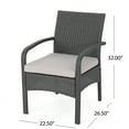 thumbnail image 4 of GDF Studio Kilburn Outdoor Wicker Club Chairs with Cushion, Set of 2, Gray and Light Gray, 4 of 6