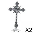 thumbnail image 1 of Crucifijo de pie,Crucifijo de pie católico para altar,estatua del hogar,Crucifijo pequeño de metal con soporte para mesa,Figuras coleccionables de decoración del hogar con cruz de, 1 of 8
