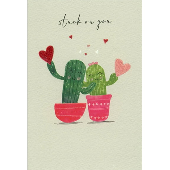 Pictura Cactus Couple Holding Hearts Our Wedding Anniversary Card