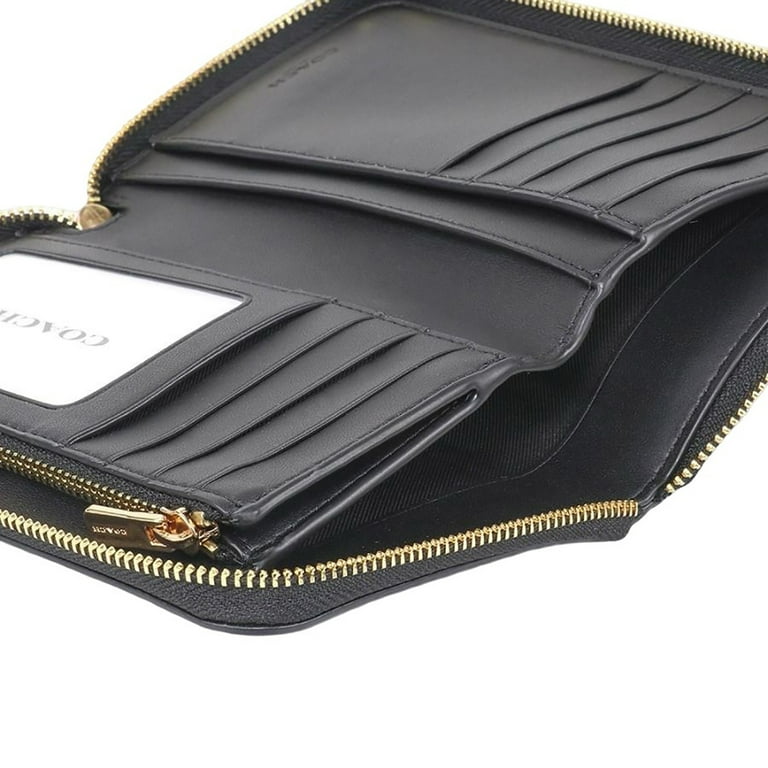 COACH IM/Black Medium ID Zip Wallet in Leather, Model CA733