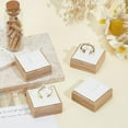 thumbnail image 3 of Square Bamboo Wood Single Ring Display Stands with Imitation Leather Mat White 4x3.95x2.1cm, 3 of 9
