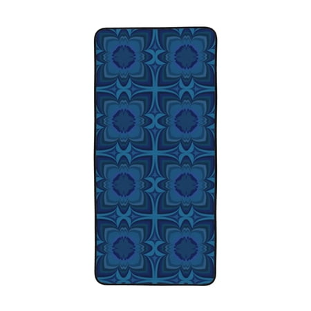 LNWH Bath Towel  Blue Floral Stylized Geometry Pattern Absorbent Coral Fleece Bath Towel for Bathroom  Gym  Beach-27x55in
