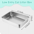 thumbnail image 5 of 2 Pack Low Entry Cat Litter Box, 17.7"×13.8"×2.8" Stainless Steel Kitten Litter Box for Small Cat, Kitty Shallow Litterbox for Guinea Pig, Puppy, Hamsters Toilet, 5 of 9