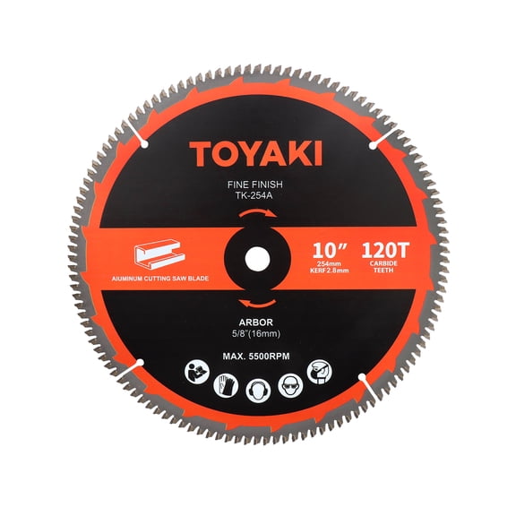 TOYAKI 10-Inch Miter Saw Blade,  TCG Aluminum Working  120-Tooth Ultra-Fine Finish Saw Blade for Miter Saws Table Saws and Circular Saws