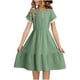 thumbnail image 1 of Odeerbi Niñas Verano Algodón Lino Vestidos Tiered Niños Color Sólido Cuello Redondo Manga Corta Vestido de Encaje Empalmado, 1 of 8