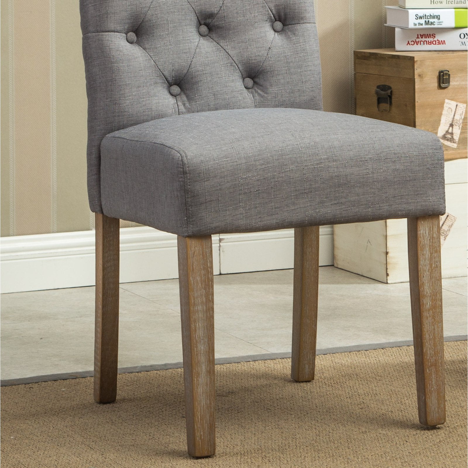 Roundhill Furniture Habit Dining Chair, Set of 2, Gray