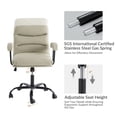 thumbnail image 5 of Modern Home Office Desk Task Chair Adjustable and Faux Leather Upholstered Ivory, 5 of 10