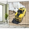 thumbnail image 4 of Ambesonne Yellow Shower Curtain, Racer Speedy Sports Car, 69"Wx84"L, Yellow Warm Taupe, 4 of 4