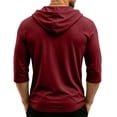 thumbnail image 4 of HAJWOH Men's Hoodies 3/4 Sleeve Workout Beach Shirts Vneck Breathable with Drawstring Sweatshirt, 4 of 5