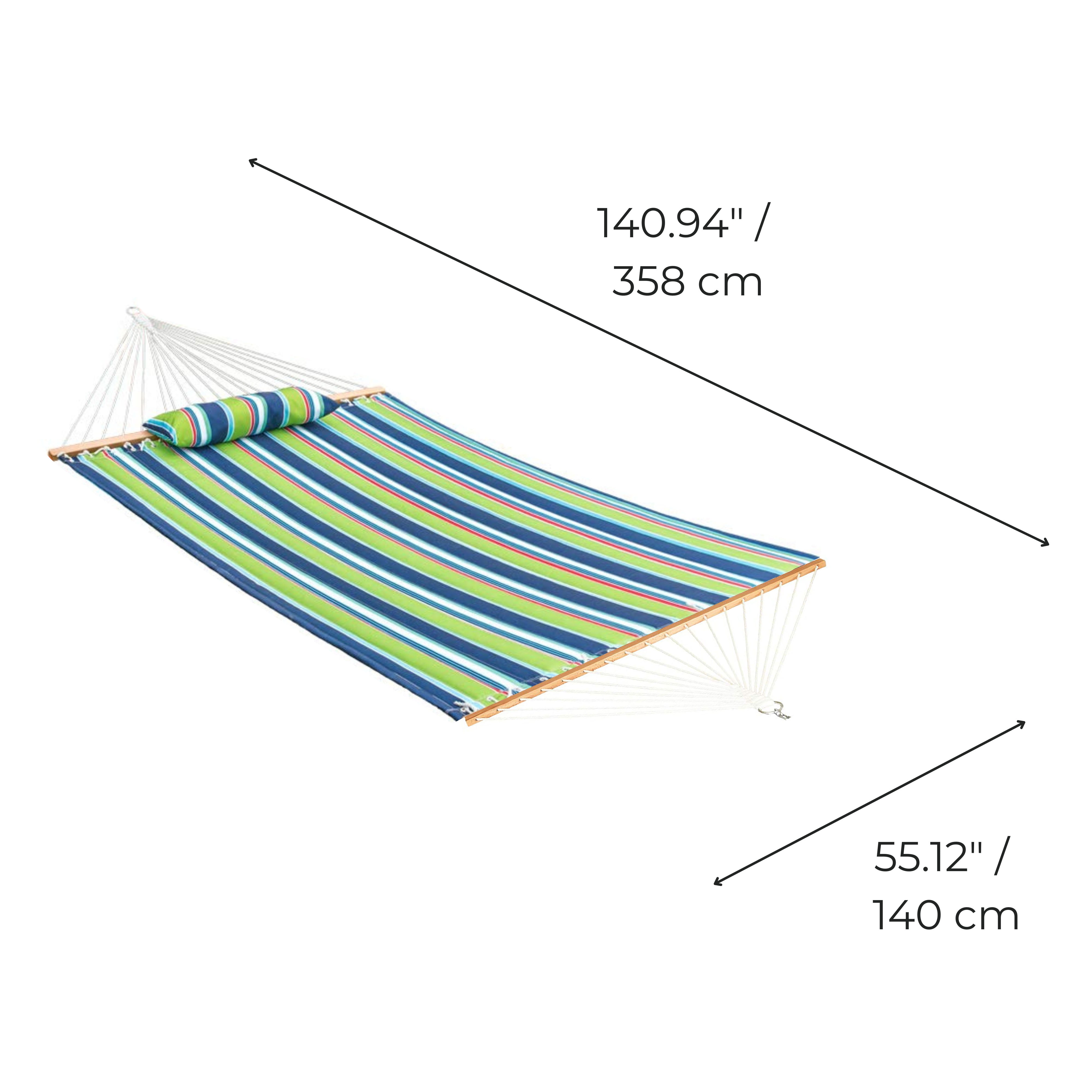 Lazy Daze 12-ft. Quilted Double Hammock with Detachable Pillow, Green/Blue