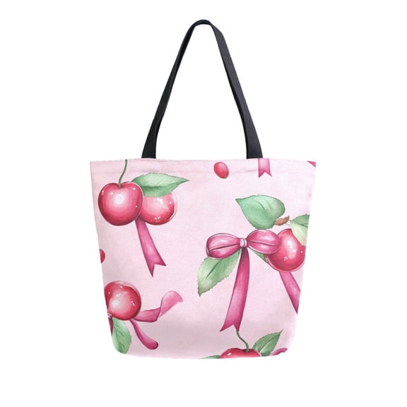 DIXRUYEE Tote Bag Women Weekender Travel Bag Shoulder Handbag Bows & Cherries Printed