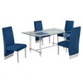 thumbnail image 1 of 5pc. 68" x 40" Glass Dinette Set with 4 Chairs and Silver Stainless Steel, 1 of 4