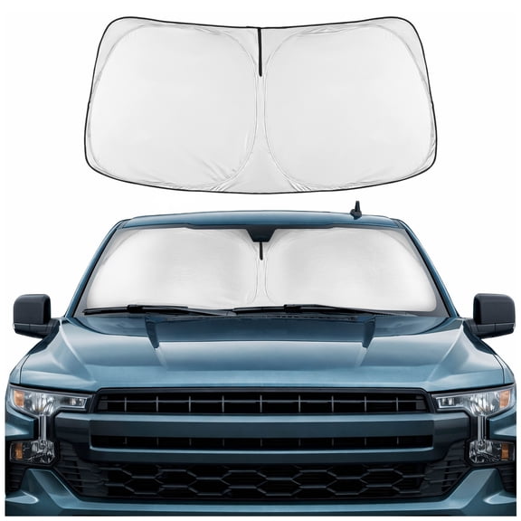 Motor Trend Custom Fit GMC Sierra & Chevy Silverado Windshield Sun Shade – Fits All (2019–2026) Trims – Car Windshield Sunshade Sierra & Silverado Accessories – Automotive Interior Protection