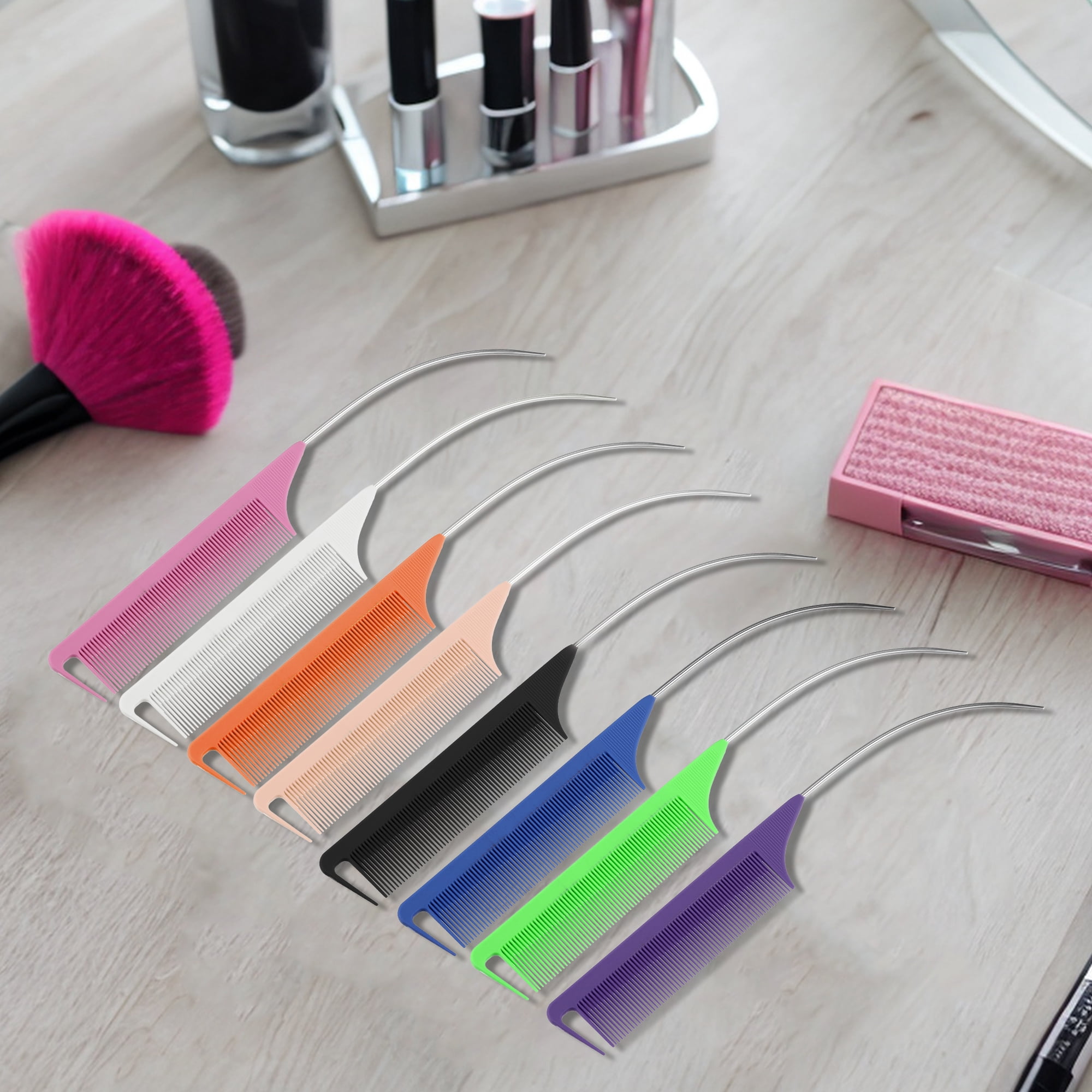 Unique Bargains 1Pc Women Rat Tail Comb for Curly Thick Thin Dry Hair Black