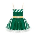 thumbnail image 2 of TiaoBug Girls Christmas Cheer Dance Performance Costume Sequins Ballet Ice Skating Leotard Tutu Dress Green 10, 2 of 7
