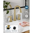 thumbnail image 6 of TVOFEK 8 inch Widespread Bathroom Sink Faucet 3 Hole with Pop up Drain and cUPC Hose, 2 Handle Brushed Gold Vanity Faucet with 360° Spout for Restroom, RV, Bar, 6 of 7