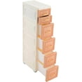 thumbnail image 6 of Shangmakel 6 Drawers Narrow Plastic Organizer Cabinet with Wheels, Vertical Drawer Storage Unit, Mobile Slim Utility Furniture for Office, Living Room, Bedroom, Garage, 6 of 18