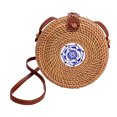 thumbnail image 1 of Bolso bandolera de playa de verano, bolso redondo de mimbre para mujer a la moda para vacaciones (marrón) Tmvgtek Para Estrenar, 1 of 8