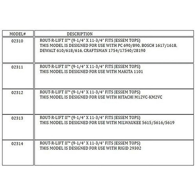 JessEm 02311 Rout-R-Lift II Router Lift for Use With Makita 1101