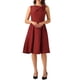 thumbnail image 2 of Vestido de cóctel elegante Inspire Chic para mujer, vestido midi formal sin mangas con vuelo en color rojo vino, 2 of 5